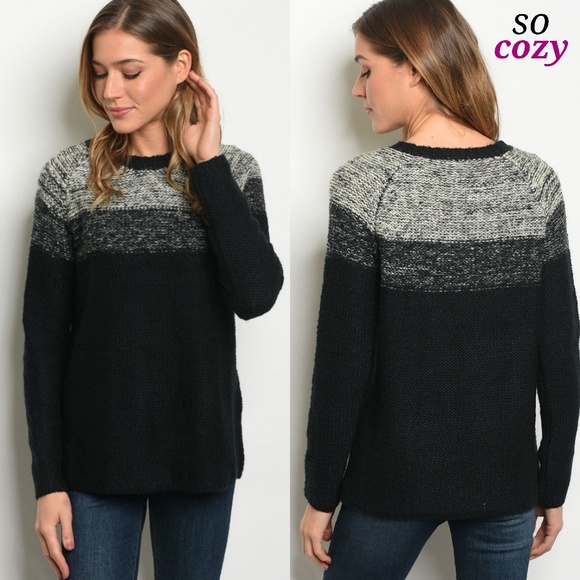 Sweet Claire Tops - 🖤Cozy Black & Gray Ombre Sweater